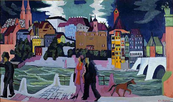 Ernst Ludwig Kirchner View of Basel and the Rhine Sweden oil painting art